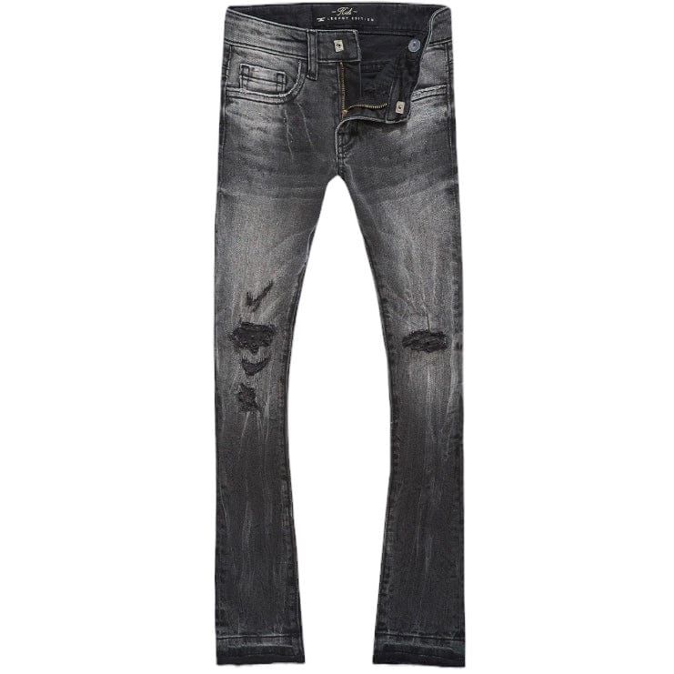 Kids Jordan Craig Attitude Stacked Denim (Black Shadow) JTF1214K