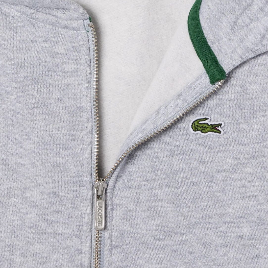 Kids Lacoste Kangaroo Pocket Zip-Up Hoodie (Grey Chine) SJ9723-51