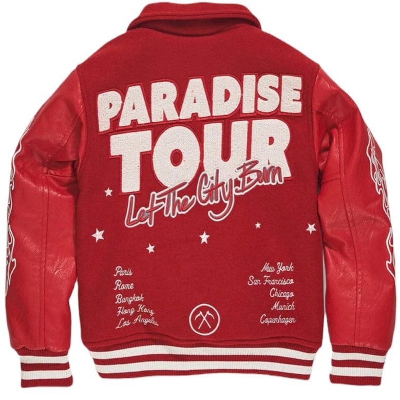 Kids Jordan Craig Paradise Tour Varsity Jacket (Red) 91632K