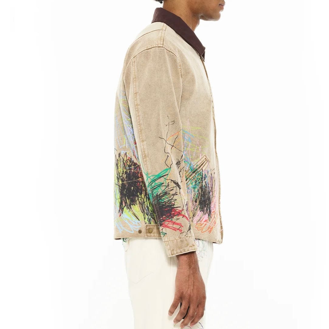 Cult Of Individuality Canvas Workwear Jacket (Scribble) 625B11-WJ95A