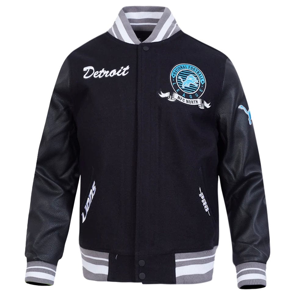 Pro Standard NFL Detroit Lions Team Badge Men's Varsity Jacket (Black/Gray)