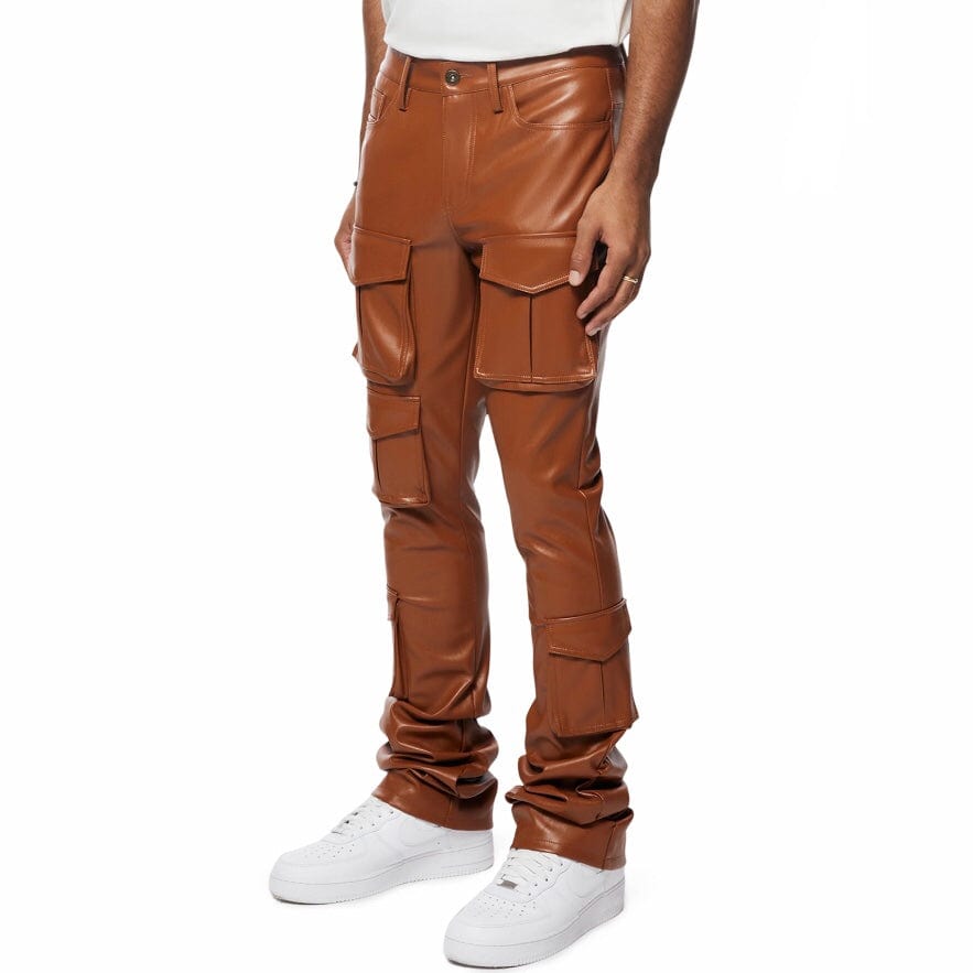 Smoke Rise Vegan Leather Stacked Utility Pants (Cognac) WP23685