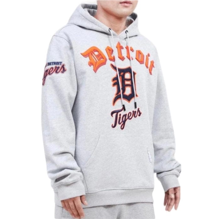 Pro Standard Detroit Tigers Old English Fleece Pullover Hoodie (Heather Grey)