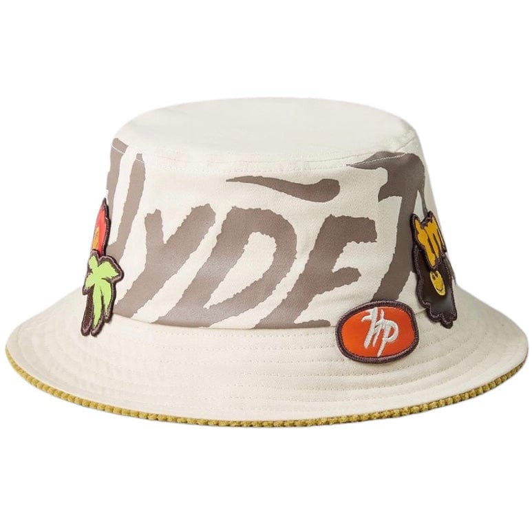 Hyde Park Bucket Hat With Patches (Cream)