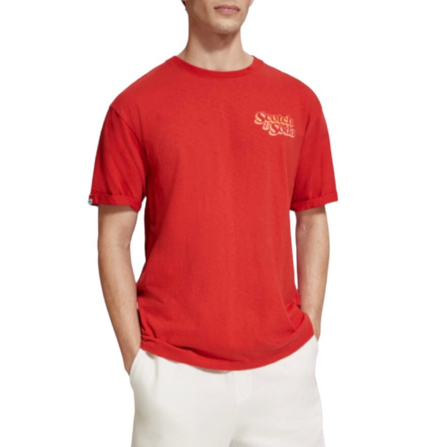 Scotch & Soda Front Back Artwork Tee (Boat Red) 175646