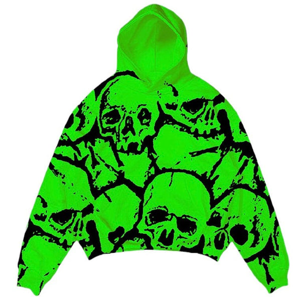 Maximo Crushed Skull Top Hoodie (Neon Green/Black)