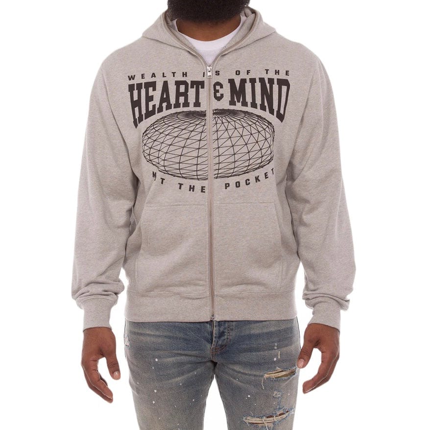 Billionaire Boys Club BB Hmu Zip Front Hoodie (Heather Grey) 851-1304