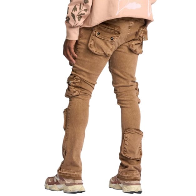 Pheelings "Journey To Greatness" Cargo Flare Stacked Denim (Brown)