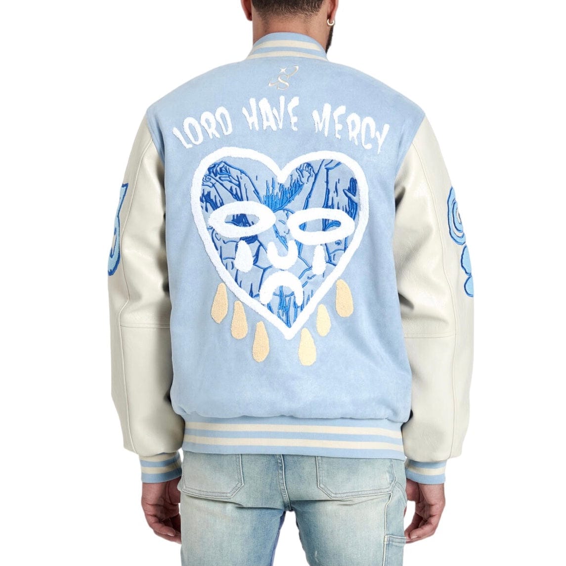 Sugar Hill "Mercy" Suede Letterman Jacket (Baby Blue Suede) SH24-SPR1-11