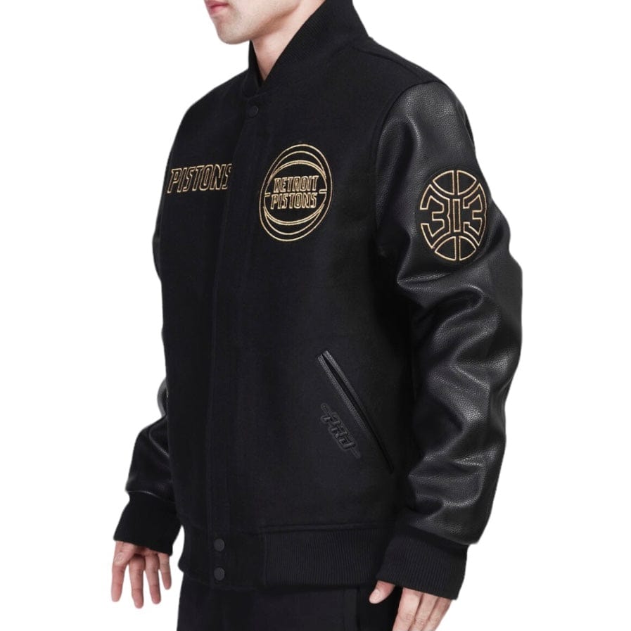 Pro Standard Detroit Pistons Black & Gold Varsity Jacket (Jet Black)