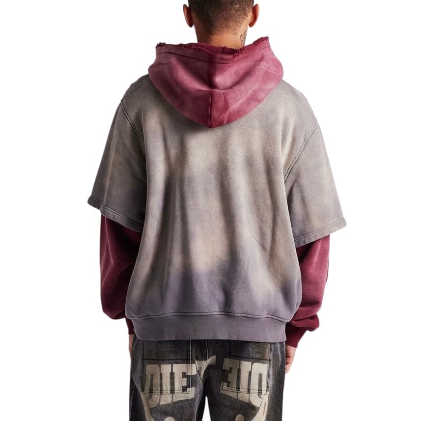 Diet Starts Monday Double Layer Hoodie (Washed Black/Maroon)
