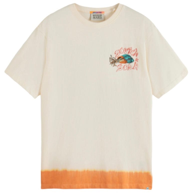 Scotch & Soda Front Back Artwork Gone Fishing Tee (Beige/Orange) 175634