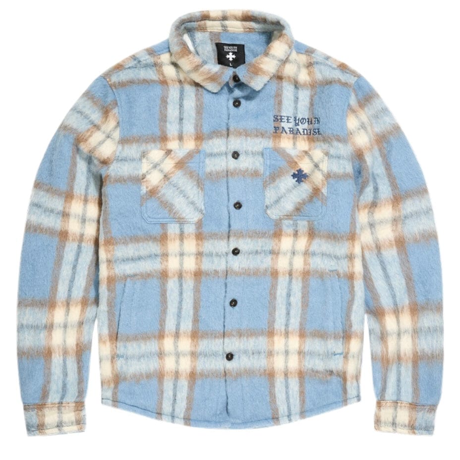 See You In Paradise Embroidered Shacket (Carolina Blue) 2570
