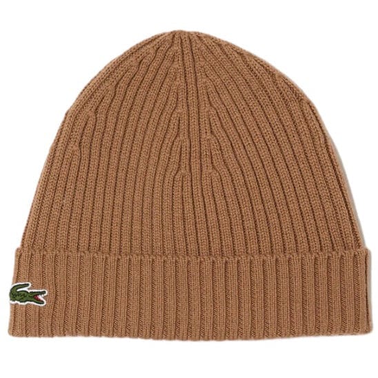 Lacoste Unisex Ribbed Wool Beanie (Brown) RB0001-51