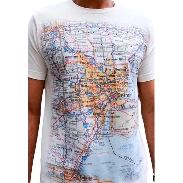 Ink Detroit Metro Detroit Area Map T Shirt (Natural) 9306