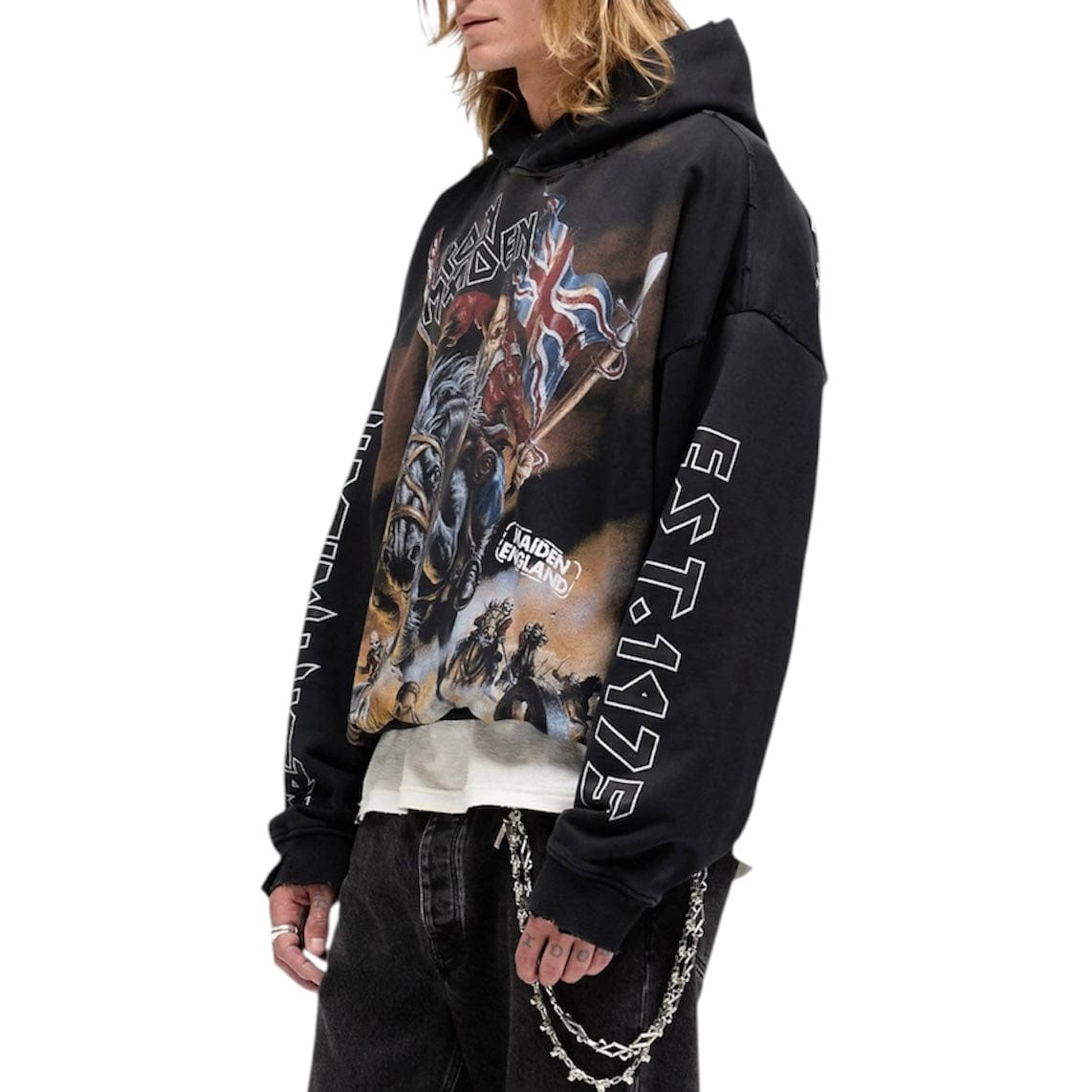 Represent X Iron Maiden Steed Hoodie (Stained Black)