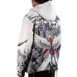 Majestik Street Angel Tapestry Jacquard Long Sleeve Hoodie (Grey) TH2414