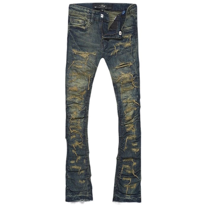 Kids Jordan Craig Stacked Ripple Effect Denim (Canyon Blue) JTF1157K