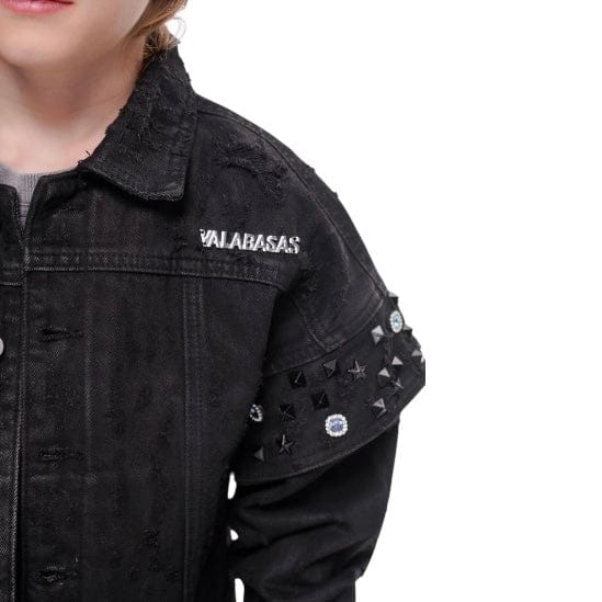Kids Valabasas Scavenged Denim Jacket (Black Waxed) VPLAY-VJK1-1030