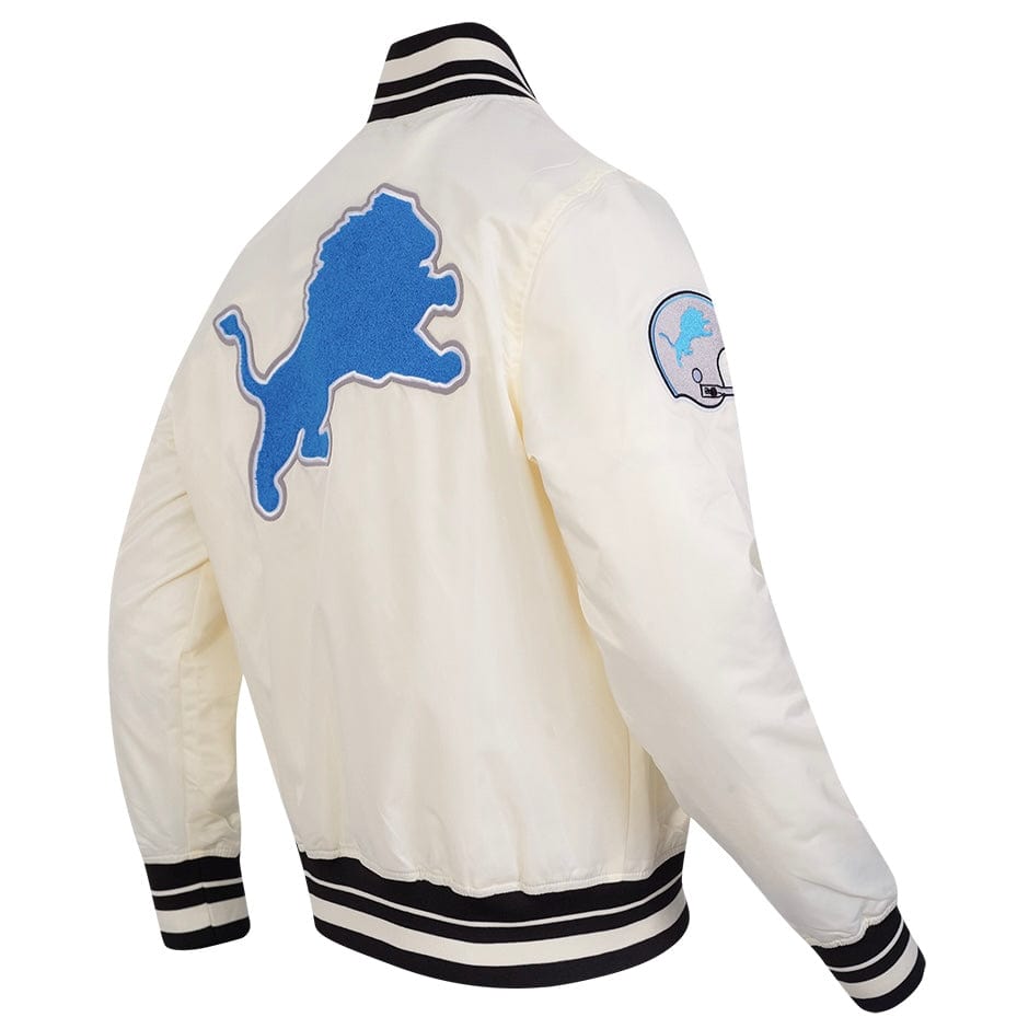 Pro Standard Detroit Lions Men's Retro Classics Satin Jacket (Eggshell/Black)
