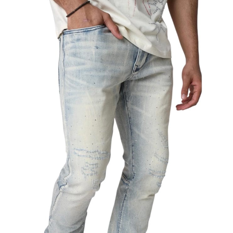 Smoke Rise Stacked All Rhinestone Jean (Anges Blue) JP25536