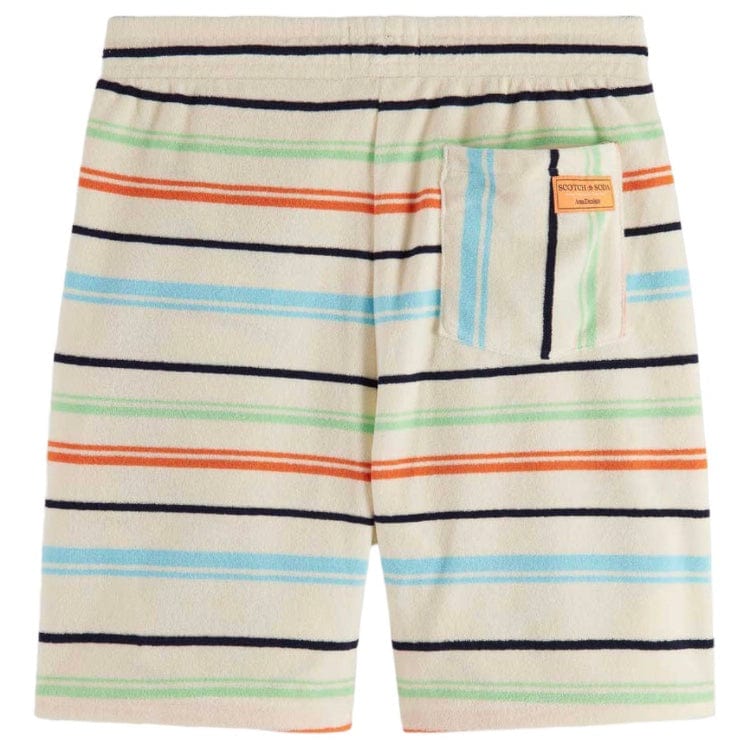 Scotch & Soda Towelling Striped Sweatshorts (Light Beige) 175750