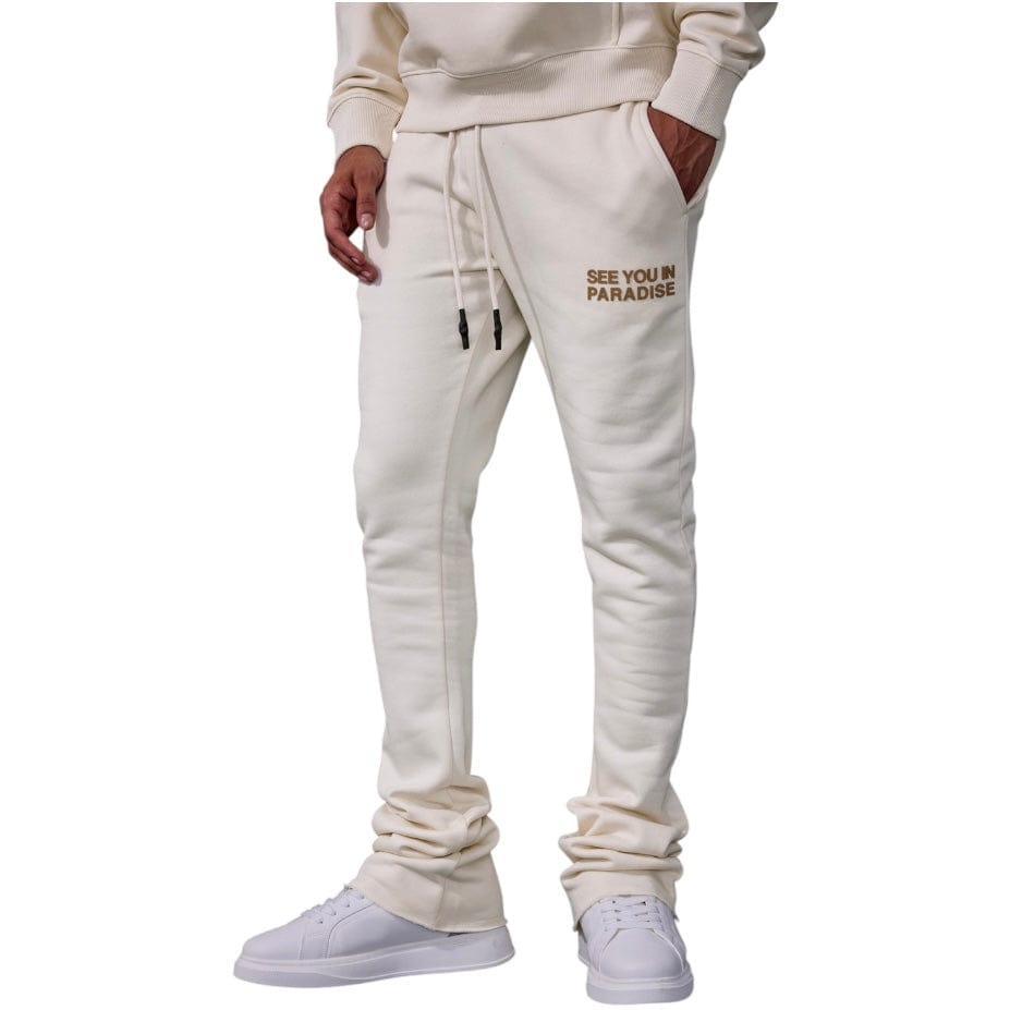 See You In Paradise Tonal Stacked Sweatpants (Bone) 8899L