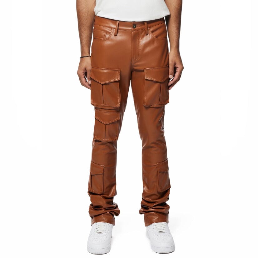 Smoke Rise Vegan Leather Stacked Utility Pants (Cognac) WP23685