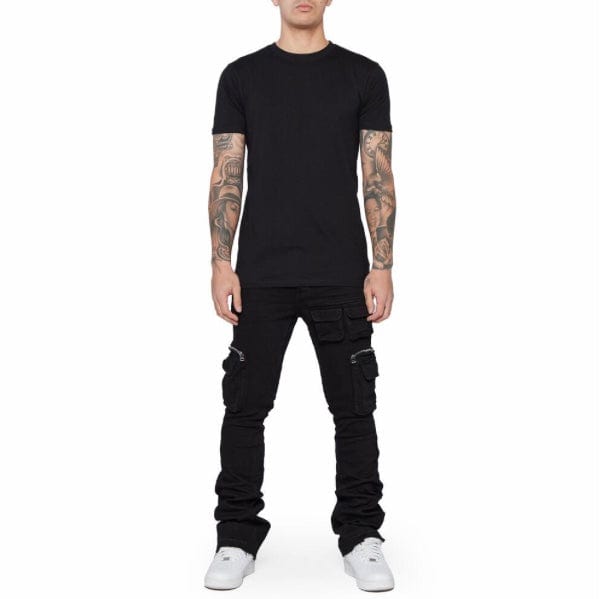 Valabasas Drake Denim Stacked Flare Jean (Black) VLBS2347