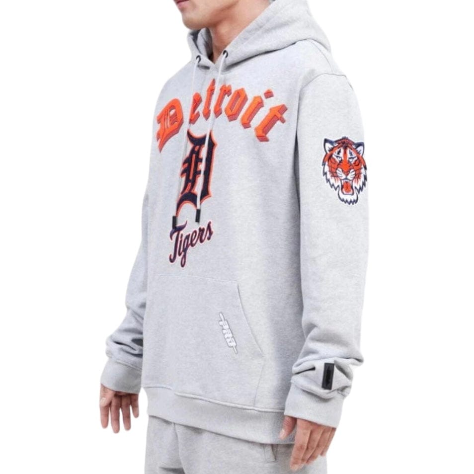 Pro Standard Detroit Tigers Old English Fleece Pullover Hoodie (Heather Grey)