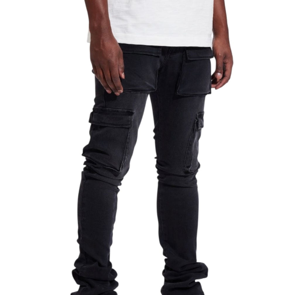 Crysp Jake Cargo Flare Denim Jean (Black) CRYSUM25-106