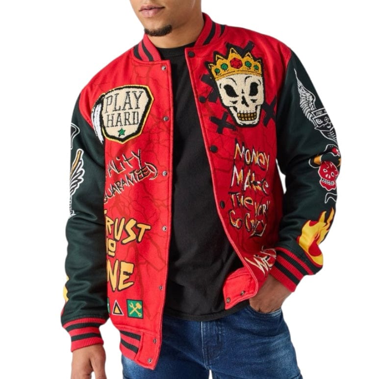 Reason Brand Work Hard Varsity Jacket (Red) RER5-009