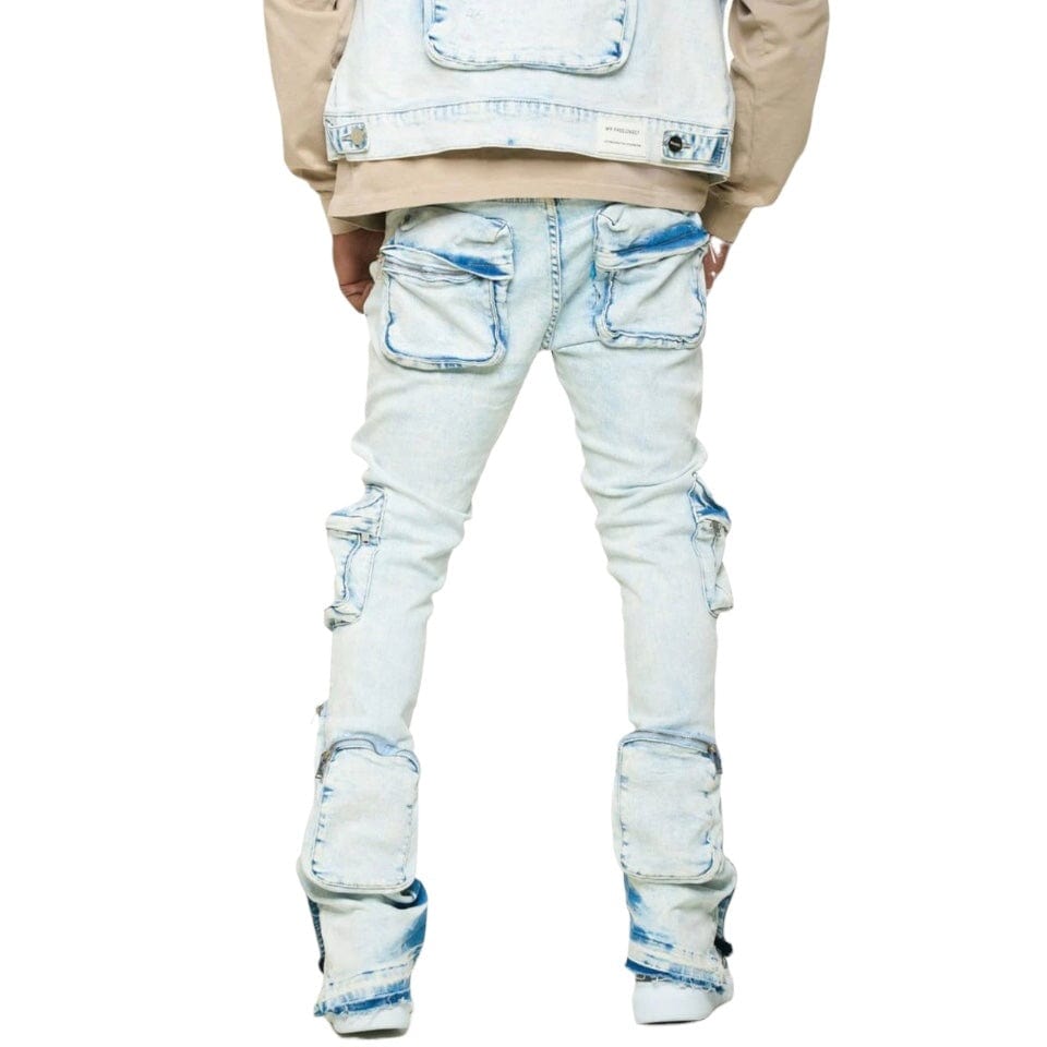 Pheelings "Journey To Greatness" Cargo Flare Stacked Denim (Light Blue)