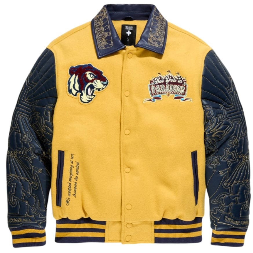 See You In Paradise Smoke & Mirrors Varsity Jacket (Mustard) 91667