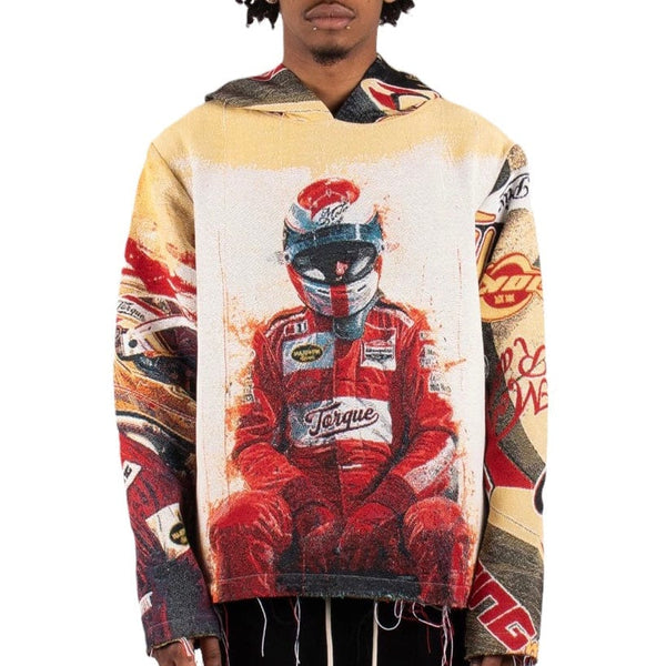 Majestik F1 Racer Tapestry Jacquard Long Sleeve Hoodie (Beige) TH2424