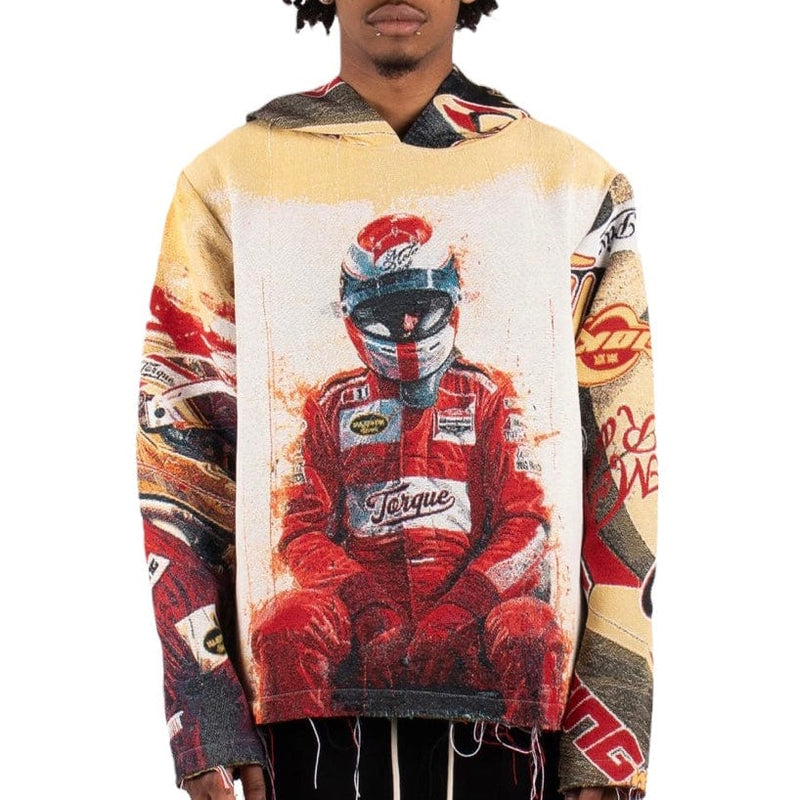 Majestik F1 Racer Tapestry Jacquard Long Sleeve Hoodie (Beige) TH2424