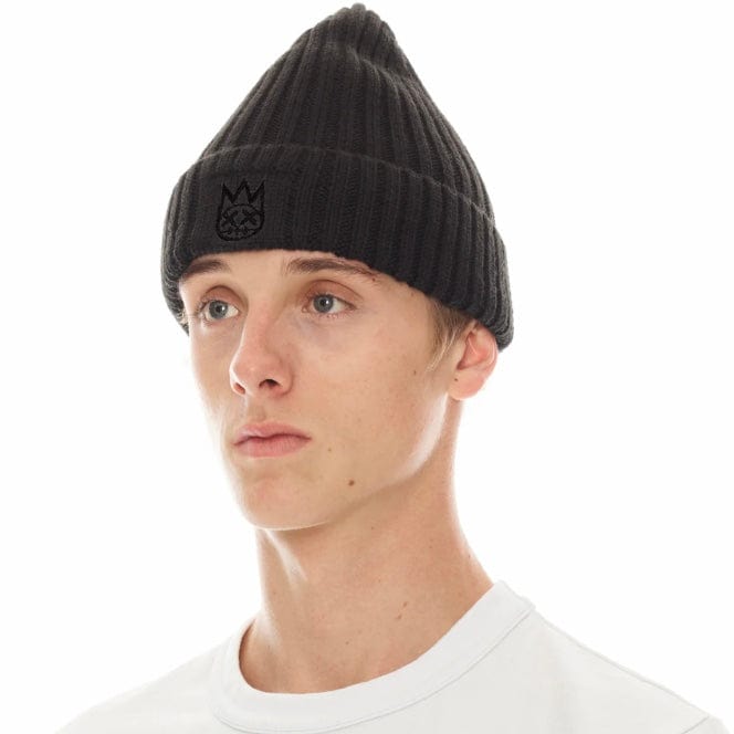 Cult Of Individuality Clean 2 Tone Shimuchan Logo Knit Beanie Hat (Black)