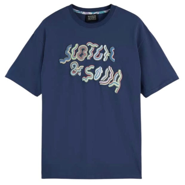 Scotch & Soda Relaxed-Fit Logo Artwork T-Shirt (Atlantic Blue) 180058