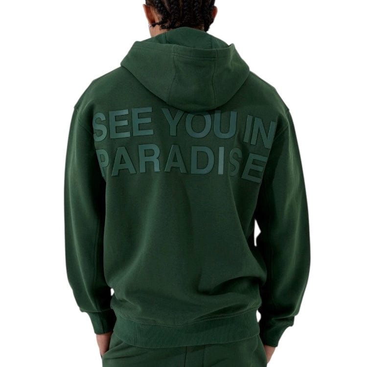 See You In Paradise Tonal Zip Up Hoodie (Deep Olive) 8863H