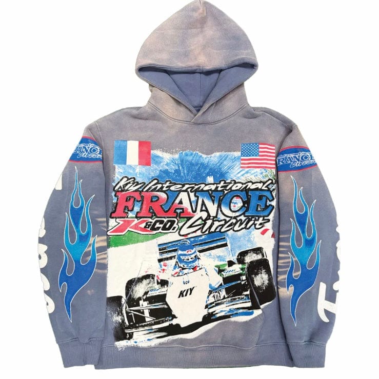 By Kiy Studios "France Circuit" Hoodie (Sun Faded Pacific)