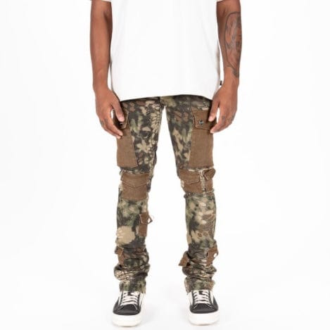 Pheelings "My Pleasure" Cargo Flare Stack Denim (Camo/Brown)