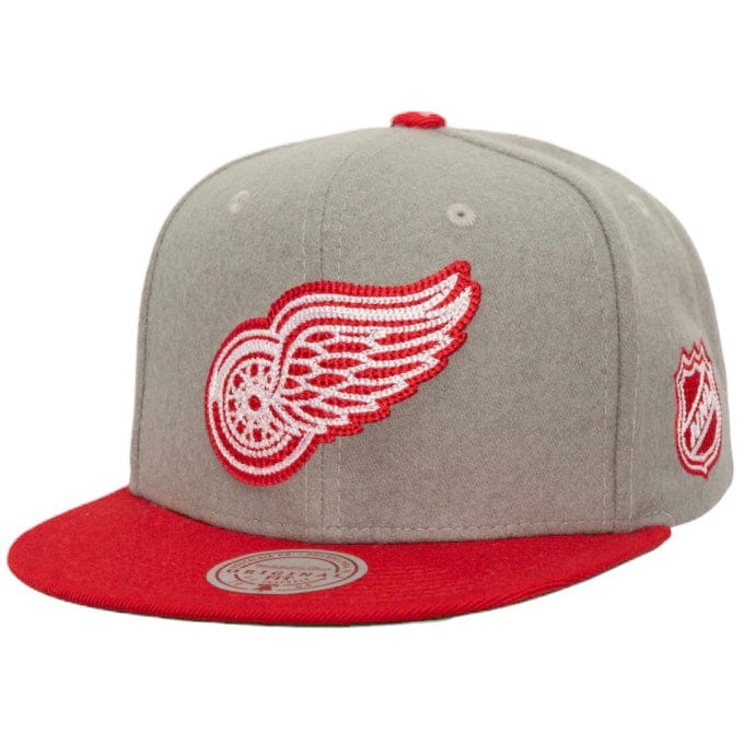 Mitchell & Ness Detroit Red Wings Melt Stitch Snapback Hat (Grey/Red)