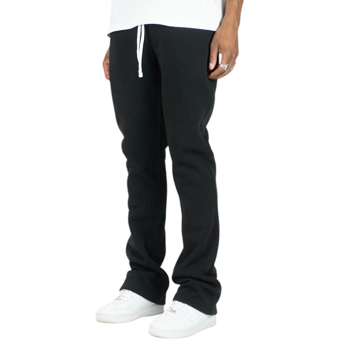 Rebel Minds Stacked Fleece Sweatpants (Black) 100-475