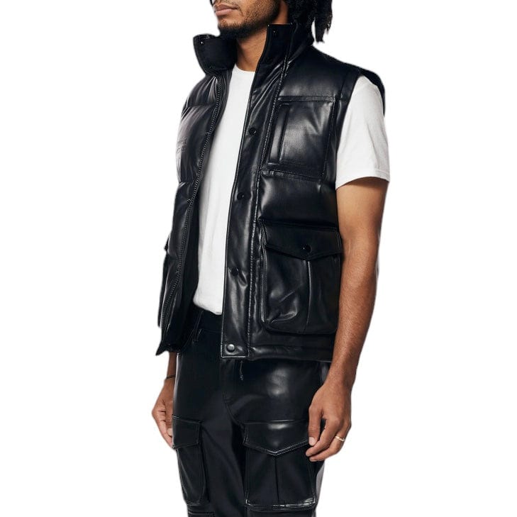 Smoke Rise Utility Vegan Leather Vest (Black) WV23685