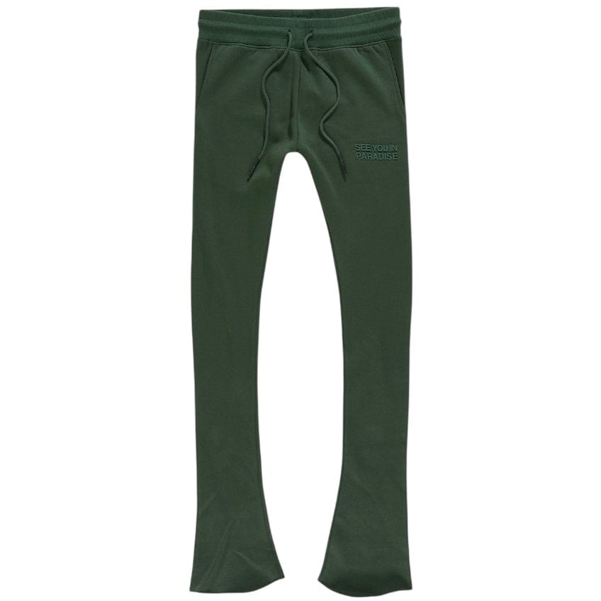 See You In Paradise Tonal Stacked Sweatpants (Deep Olive)