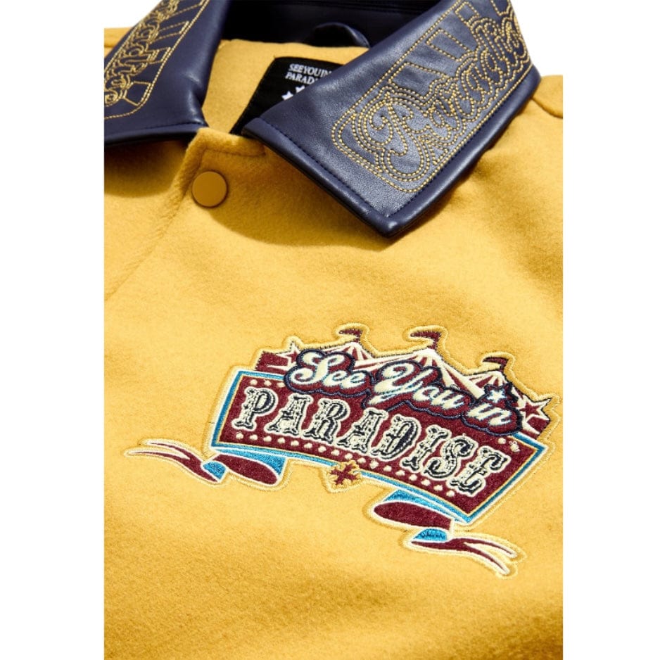 See You In Paradise Smoke & Mirrors Varsity Jacket (Mustard) 91667