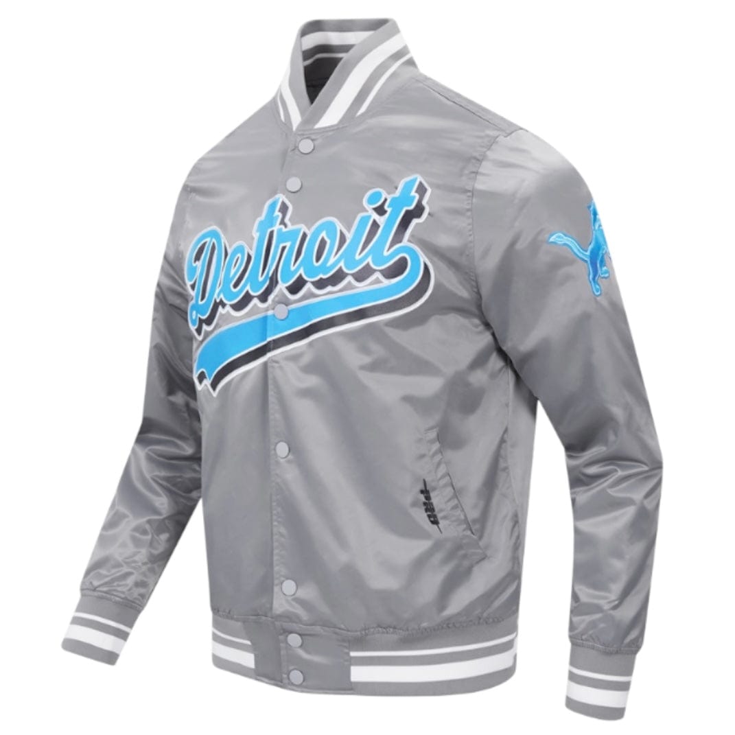 Pro Standard Detroit Lions Men's Script Tail Satin Jacket (Gray)