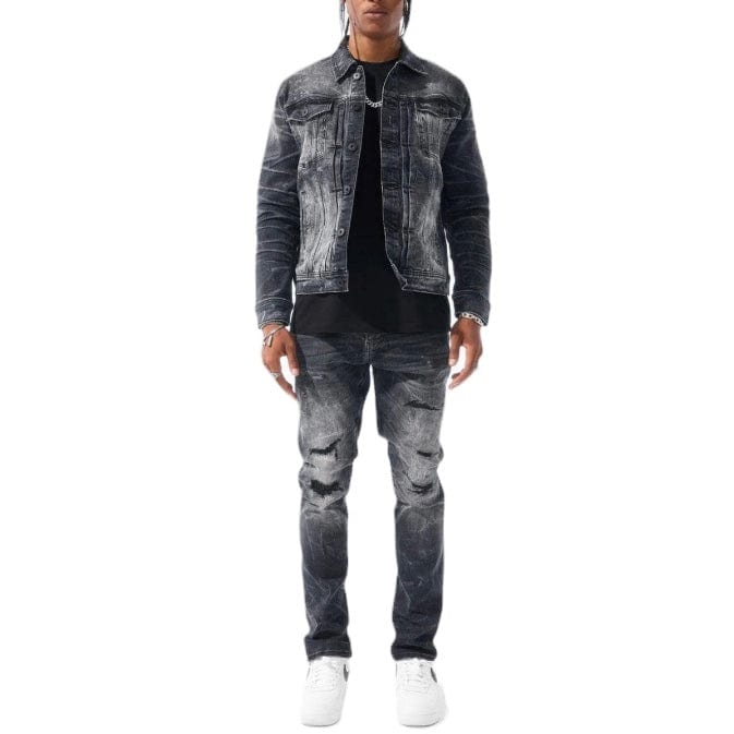 Jordan Craig Meadowlands Denim Trucker Monochrome Jacket (Black Shadow)