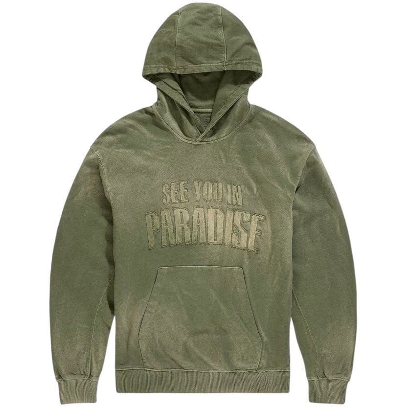 See You In Paradise Oasis Washed Pullover Hoodie (Olive) 8864H