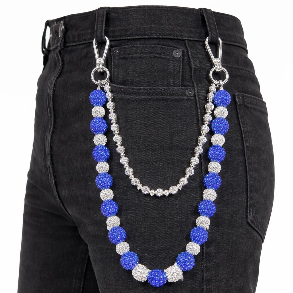 Jewelry Essentials Alternating Ball Chain (Silver/Blue) FLC-006SBL